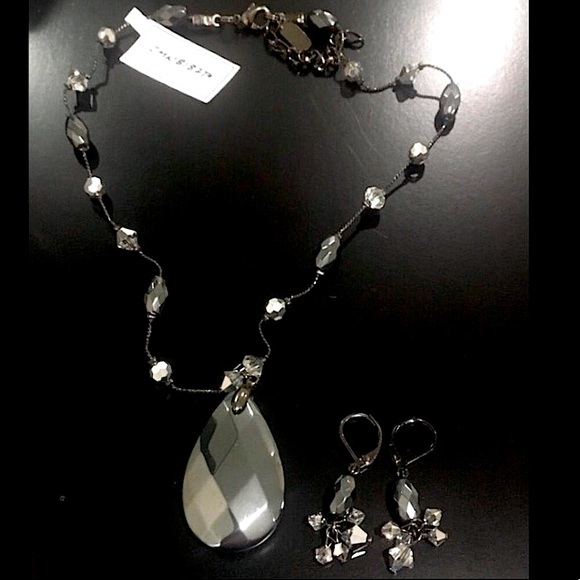 Hematite & Swarovski Crystal Earrings & Necklace - Picture 5 of 14